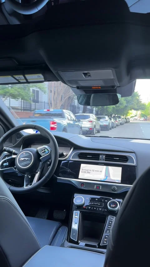 Watching a self-driving car take me throgh the streets of Austin Stock Footage 306763125