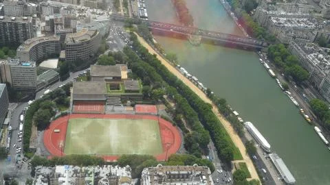 Watching the stadium from the clouds Stock Photos