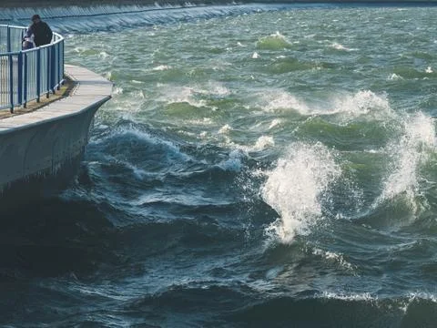 Watching Stormy Waves Stock Photos