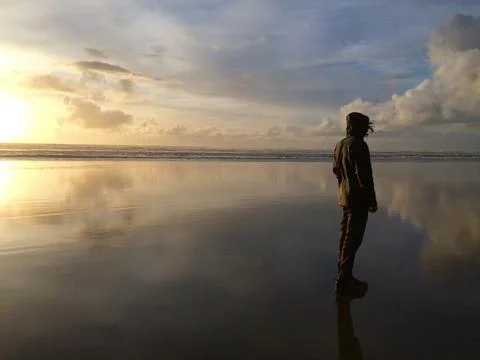 Watching the sun go down 写真素材