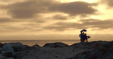 Watching Sunset at Beach Stock Footage 115283494