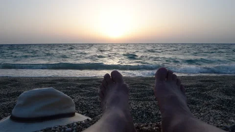 Watching sunset on the beach. Stock Footage 158872595