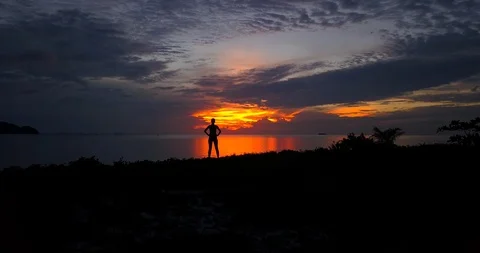 Watching sunset Stock Footage 89015128