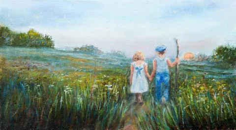 Watching the sunset Stock Illustration