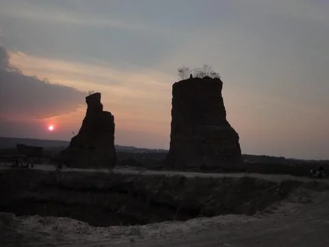 Watching the sunset over the ex-mining land. the place has the name Brown Canyon Stock Photos