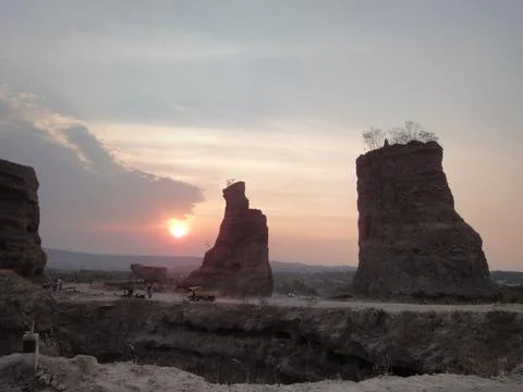 Watching the sunset over the ex-mining land. the place has the name Brown Canyon Stock Photos