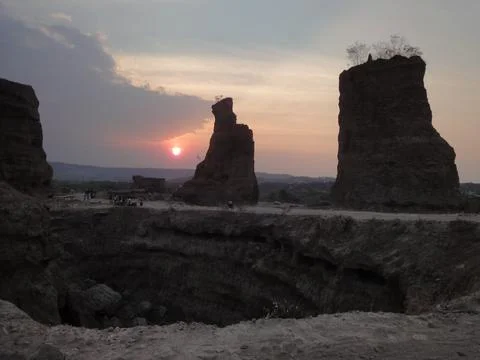 Watching the sunset over the ex-mining land. the place has the name Brown Canyon Stock Photos