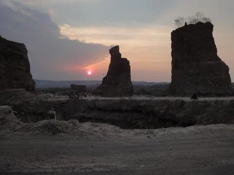 Watching the sunset over the ex-mining land. the place has the name Brown Canyon Stock Photos