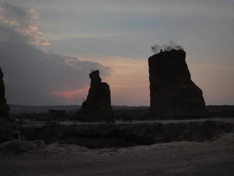 Watching the sunset over the ex-mining land. the place has the name Brown Canyon Stock Photos