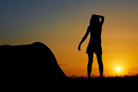 Watching the sunset Stock Photos