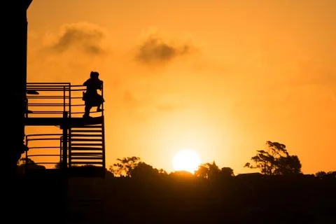 Watching the sunset Stock Photos