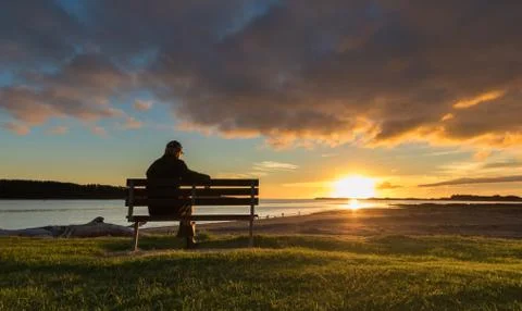 Watching Sunset Stock Photos