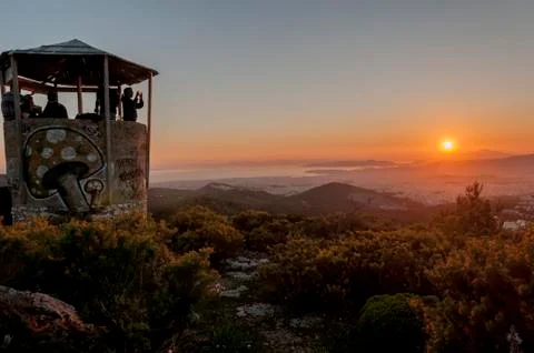 Watching the sunset Stock Photos