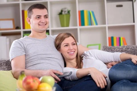 Watching television Stock Photos