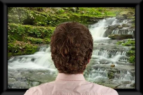 Watching Television Foto stock