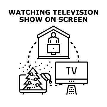 Watching television show concept vector illustration Illustrazione stock