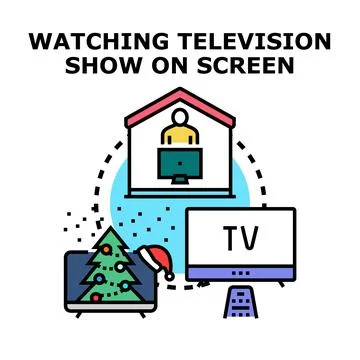 Watching television show concept vector illustration Stock Illustration