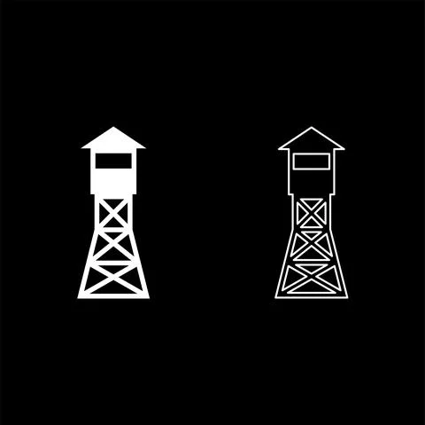 Watching tower Overview forest ranger fire site icon white color vector illus Stock Illustration