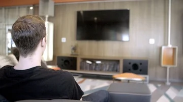 WATCHING TV BLANK Stock Footage 86128670