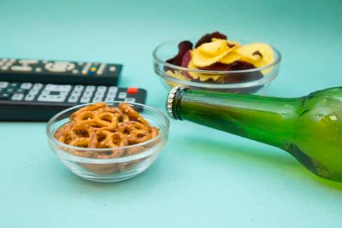 Watching TV concept Stock Photos