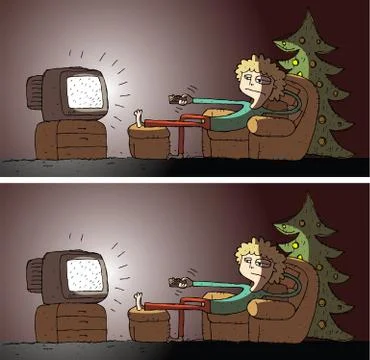 Watching TV Differences Visual Game イラスト素材