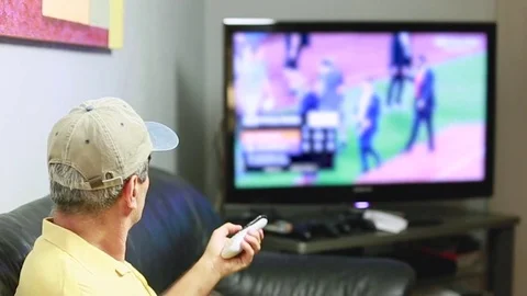Watching TV Stock Footage 83290833