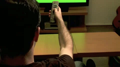Watching TV - Green screen 2 Stock Footage 10910157