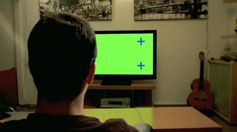 Watching TV - Green screen 3 Stock Footage 10910232