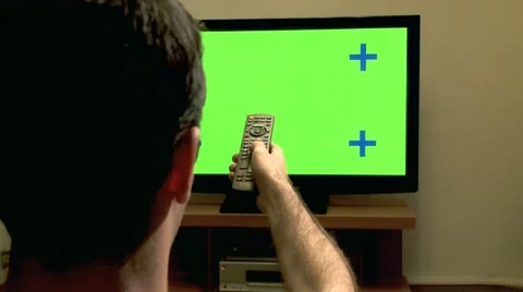 Watching TV - Green screen 4 Stock Footage 10910284