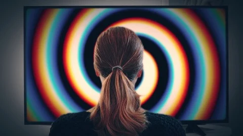 Watching TV Hypnotic Image Video stock 84104488