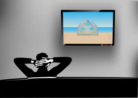 Watching tv Stock Illustration