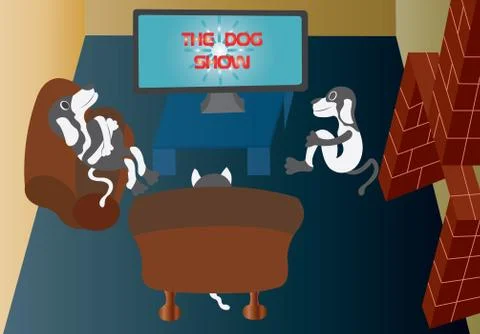 Watching TV Stock Illustration