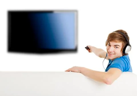 Watching tv Stock Photos