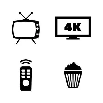 Watching TV. Simple Related Vector Icons Stock Illustration