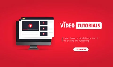 Watching video tutorials on computer illustration. Studying online at home. O イラスト素材