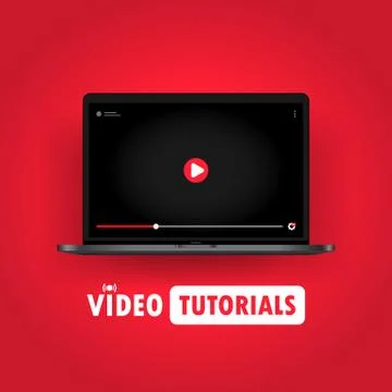 Watching video tutorials on laptop illustration. Online webinar, course, trai イラスト素材