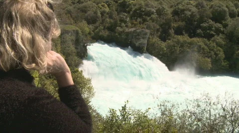 Watching waterfalls Stock Footage 587017