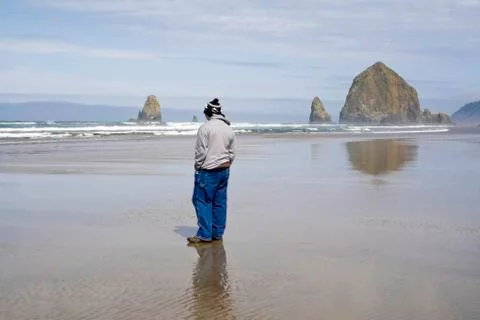 Watching the waves 写真素材