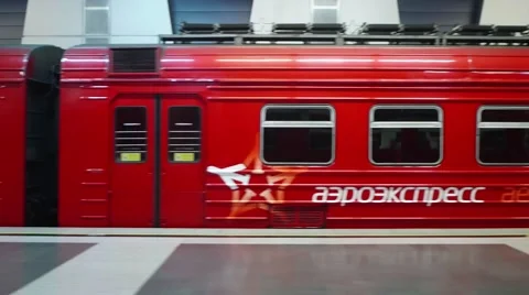 Watching from the window of the train Aeroexpress Video stock 58513607