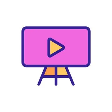 Watching workshop video icon vector outline illustration Stock Illustration