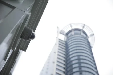 Watching you a CCTV outside the exit of Raffle Place MRT station Stock Photos