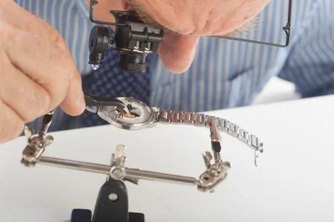 Watchmaker close-up Stock Photos