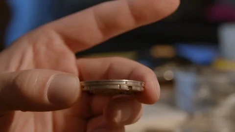 Watchmaker repairing clockwork Stock Footage 72745029