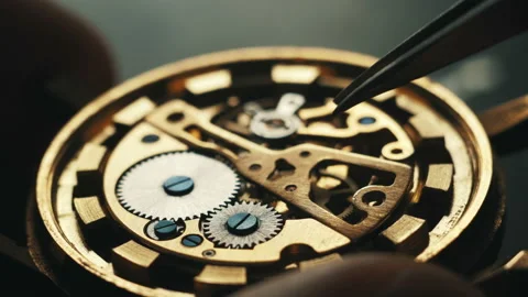 Watchmaker is repairing the wristwatch, mechanical watch Stock Footage