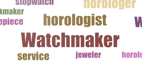 Watchmaker Tagcloud Animated Isolated Stock Footage 107214255