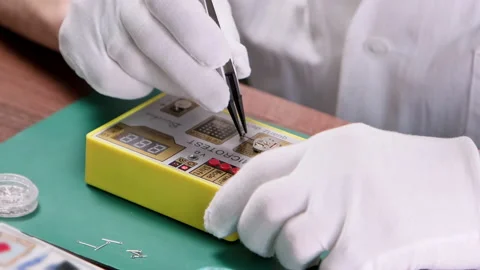 Watchmaker testing watch mechanism. Professional watchmaker repairing watch Stock Footage 237444633