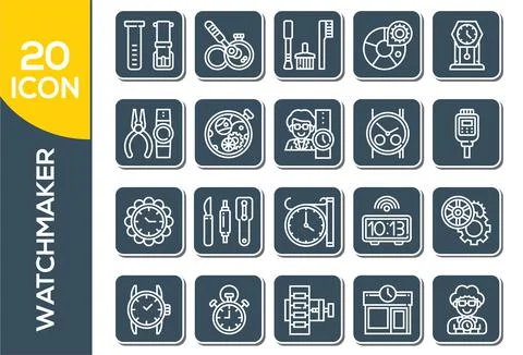 Watchmaker , Thin Line and Pixel Perfect Icons . Outline set of watch repair  Stock Illustration