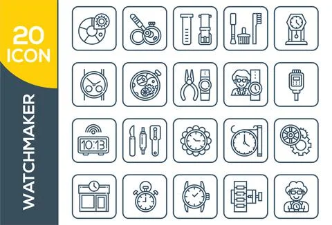 Watchmaker , Thin Line and Pixel Perfect Icons . Stock Illustration