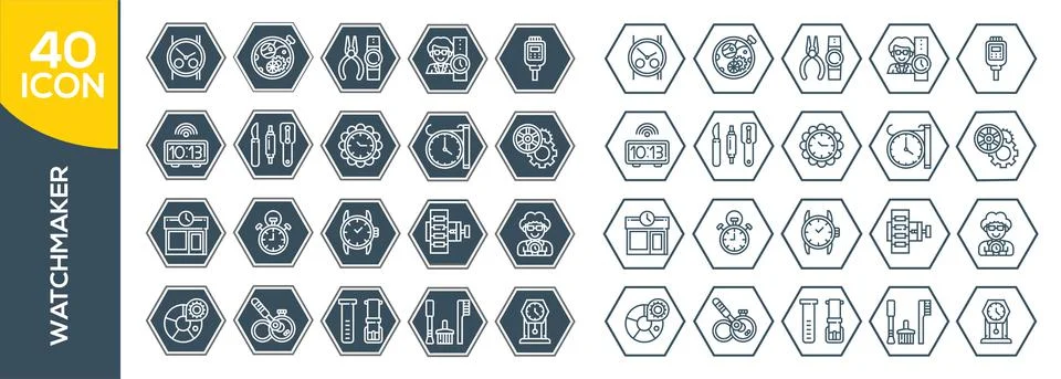 Watchmaker , Thin Line and Pixel Perfect Icons . Outline set of watch repair  Stock Illustration