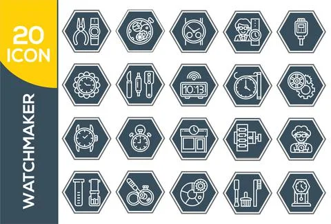 Watchmaker , Thin Line and Pixel Perfect Icons . Outline set of watch repair  Stock Illustration